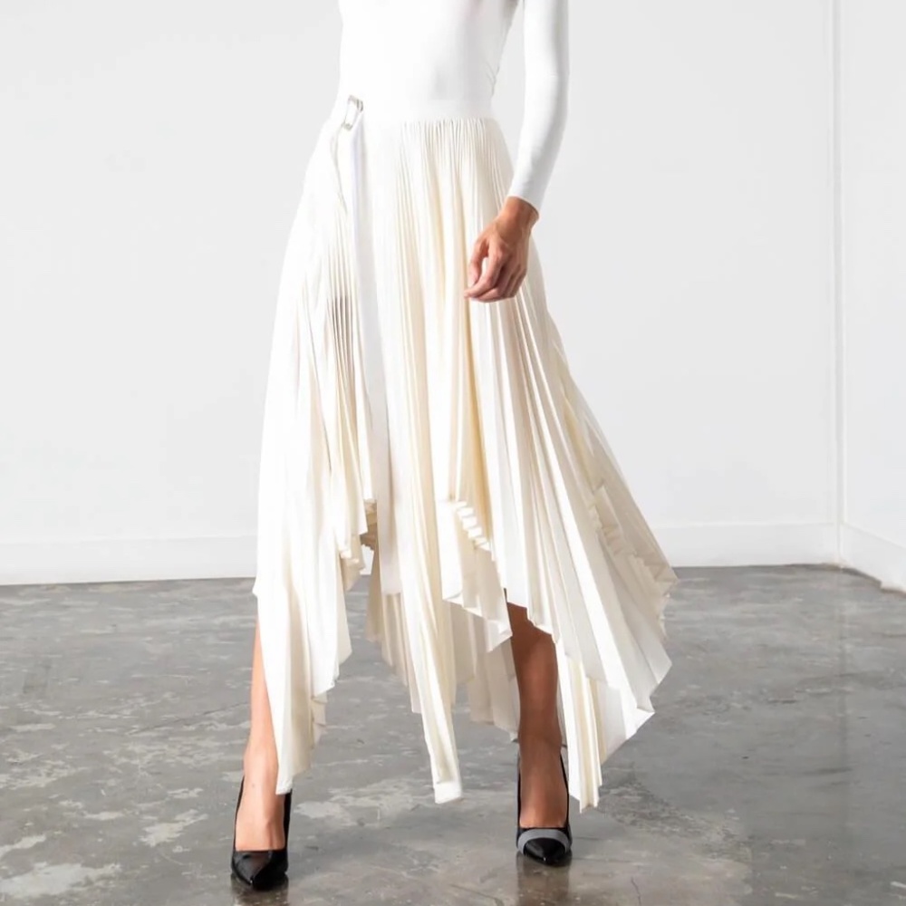 BLSSD asymmetric pleated wrap skirt S New